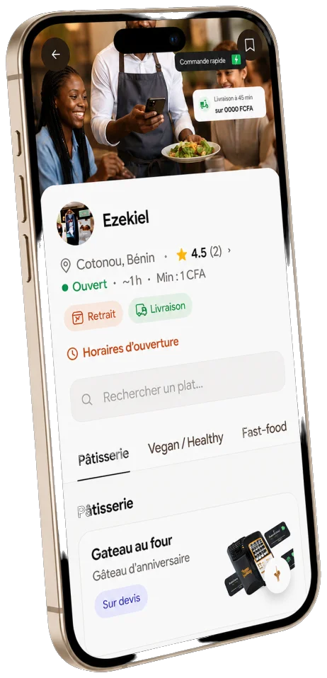 Une vitrine de chef Splitea sur téléphone